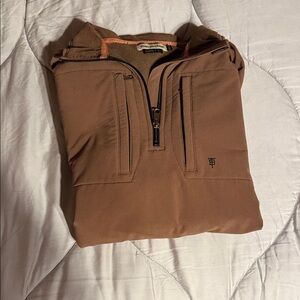 Tom Beckbe Brown Half-Zip Pullover with Chest Pockets